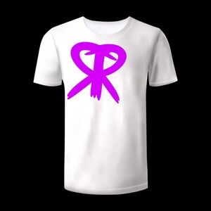 White T-Shirt with Purple Graphic